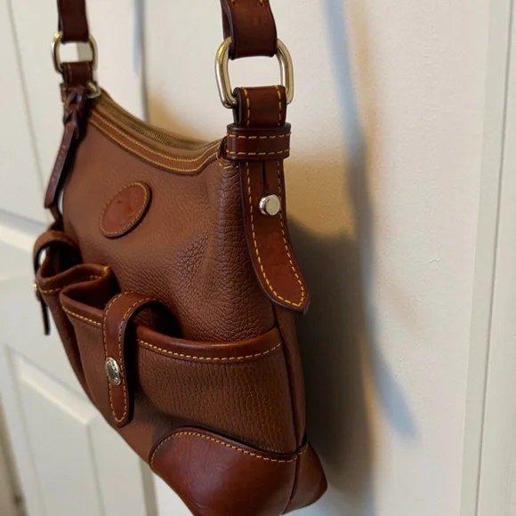 Vintage Dooney & Bourke Pebble Leather Satchel Shoulder Bag with Pockets - Picture 6 of 16